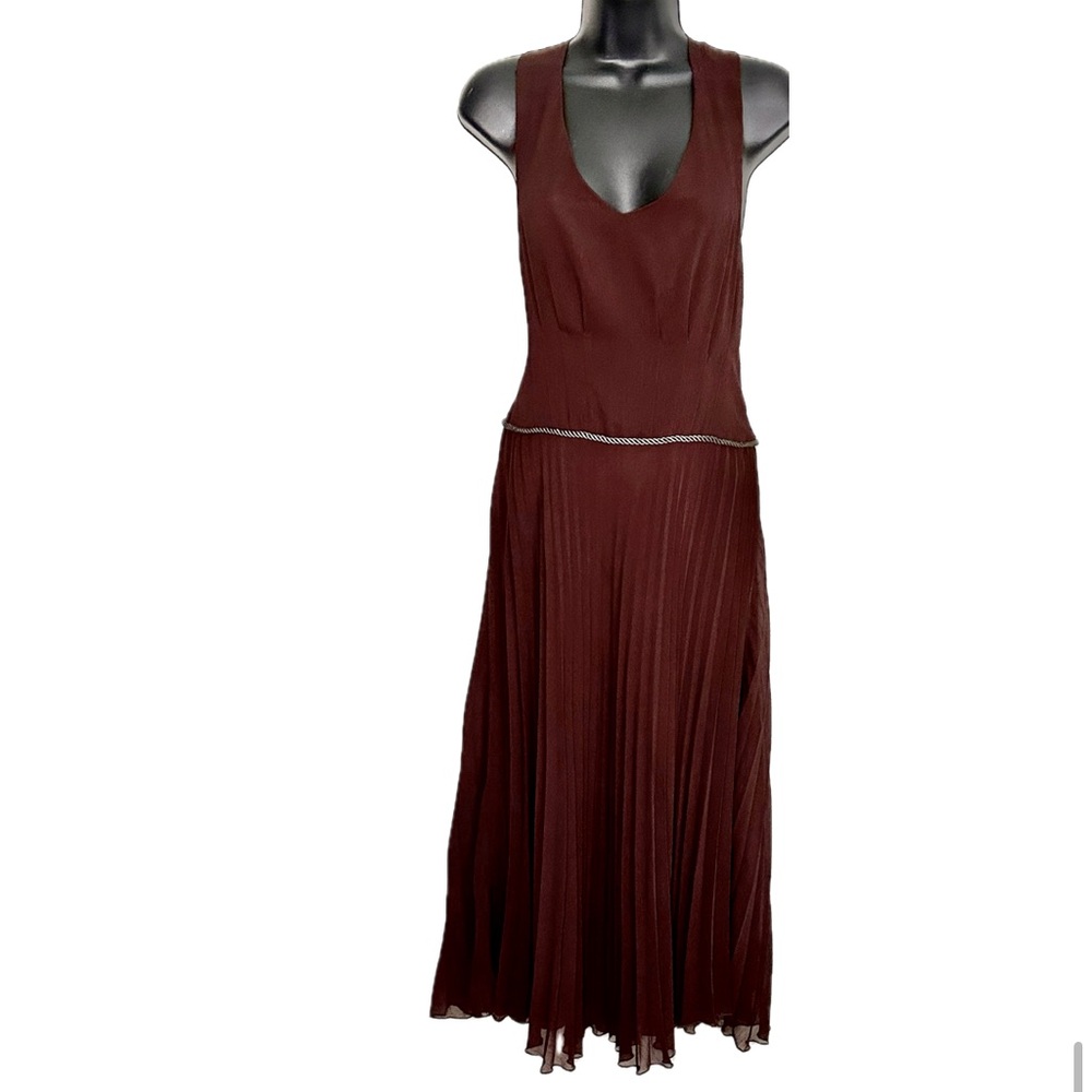 Nelli USA Halter style Pleated exposed back Cinnamon Maxi Dress size M